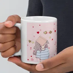 Mr UVD White & Pink Graphic Printed Ceramic Matte Mug 350 ml-picture-42