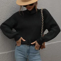 StyleCast Women Solid Ribbed Turtle Neck Pullover-image-64