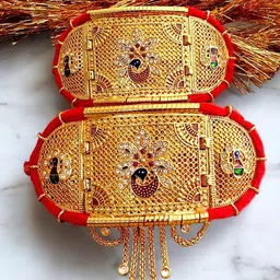 RAJASTHANI GAHANA Gold-Plated Crystals Studded Armlet Bracelet-picture-22