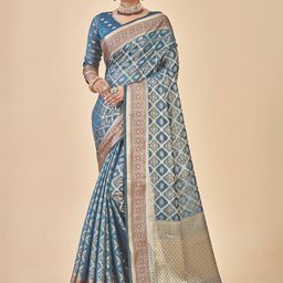 Anouk Rustic Geometric Woven Design Zari Banarasi Saree-picture-42