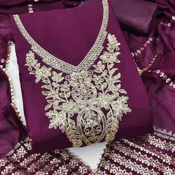 LeeliPeeri Designer Embroidered Unstitched Dress Material image 3