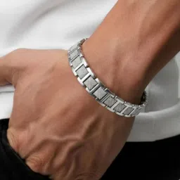 RKB Sales Men Stainless Steel Silver-Plated Cuff Bracelet-picture-20