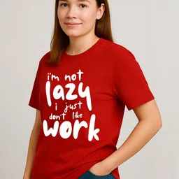 PVC RAIMENTS Women Red Cotton Printed Round Neck Causal Lounge Tshirts-image-45