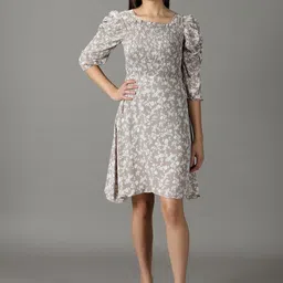 SHOWOFFFF Floral Print Puff Sleeve Chiffon Fit & Flare Dress image 2