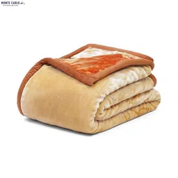 Monte Carlo Orange & Cream Floral Heavy Winter Single Bed Blanket 951 GSM image 2