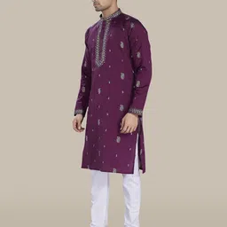PulseIQ Men Bandhani Embroidered Jacquard Kurta image 3