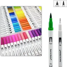 feelhigh 72 White Dual Markers Brush Pen, Fine Point Art Marker & Brush Highlighter Pen image 2