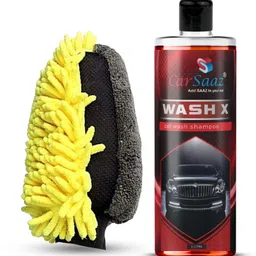 carsaaz Wash X Car & Bike Shampoo 1 Liter, Microfiber Washing Mitt Hand Glove Combo-picture-18