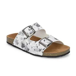 HERE&NOW White And Black Printed Open Toe Flats image 3