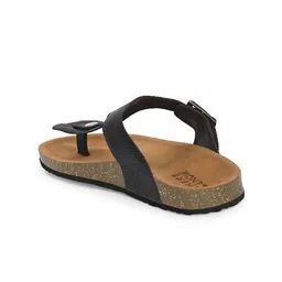 HERE&NOW Black Textured T-Strap Flats image 4