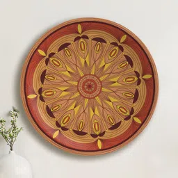 nestroots Mandala  Mustard Colored & Maroon Printed Ceramic Mandala Wall Plate-picture-21