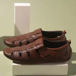 ATESBER by Inc.5 Men Textured Leather Shoe Style Sandals-picture-21