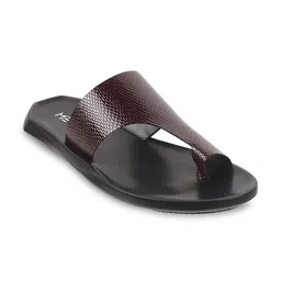 Metro Men Textured Leather Comfort Sandals-picture-31