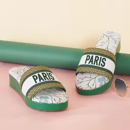 HASTEN Printed Open Toe Flatform Heels image 4