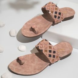 Inc 5 Women Peach-Coloured Embellished Ethnic Sandals-picture-41