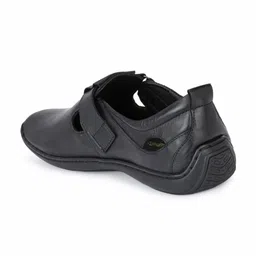 MONDAIN Men Black Leather Shoe-Style Sandals image 3