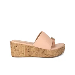 VALIOSAA Pink Embellished Flatform Sandals 2 Inch Heels image 2