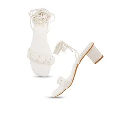 Cogner White Block Lace-Up Heels image 3