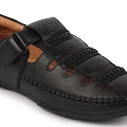 FAUSTO Men Black PU Fisherman Sandals image 5