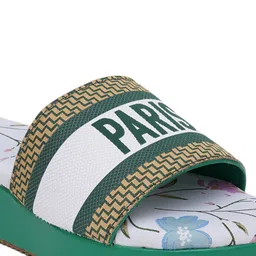 HASTEN Printed Open Toe Flatform Heels image 3