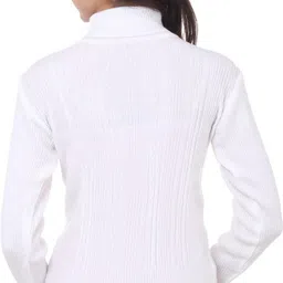 gulika Women Solid High Neck Beige Sweater image 2