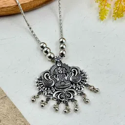 NAMAN ARTS Silver Plated Oxidised & Beaded Necklace-picture-28