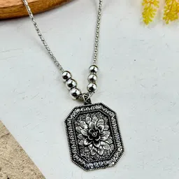 NAMAN ARTS Brass Silver-Plated Oxidised Necklace-picture-56