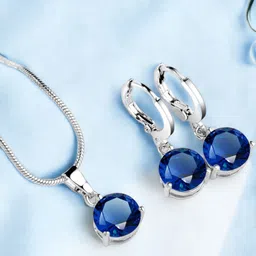 Designs & You Silver-Plated Cubic Zirconia Studded Pendant Set-picture-41