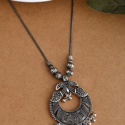 NAMAN ARTS Silver-Plated Artificial Beaded Oxidised Necklace-picture-9