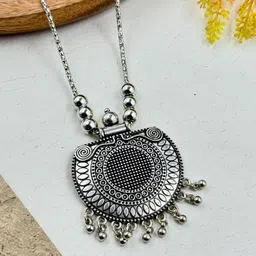 NAMAN ARTS Silver Plated Oxidized Necklace-picture-36