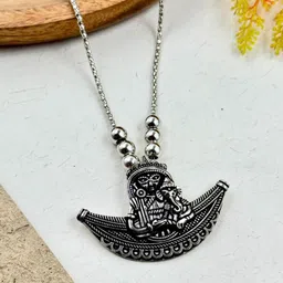 NAMAN ARTS Silver-Plated Oxidized Adjustable Necklace-picture-31