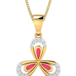 KUBERBOX 18KT Gold Diamond-Studded Enamelled Lily Pendant  0.96 gm-picture-35
