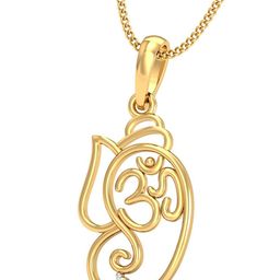 KUBERBOX Lord Ganapathi 18KT Gold Diamond-Studded Pendant- 0.9 gm-image-87