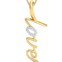 KUBERBOX Priceless Love 18KT Gold Diamond Studded Pendant - 1.26gm-image-67