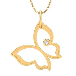 KUBERBOX 18KT Gold Diamond Vanesa Flutter Pendant-1.53gm-picture-23