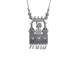 NAMAN ARTS Silver-Plated Oxidised Artificial Beaded Necklace image 3