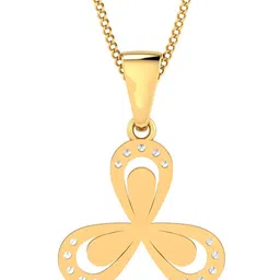 KUBERBOX 18KT Gold Diamond-Studded Enamelled Lily Pendant  0.96 gm image 5