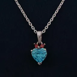 Zalkari Sterling Silver Rhodium-Plated CZ Studded Heart Shaped Pendant image 3
