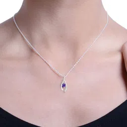 KUBERBOX Mirari Amethyst 18KT White Gold Diamond-Studded Pendant- 0.9 gm image 2