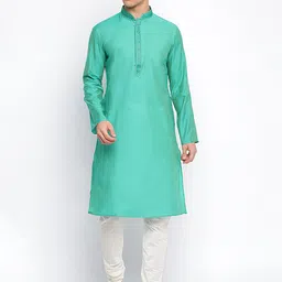 here&now x sanwara Sanwara Men Green Regular Kurta with Churidar image 3