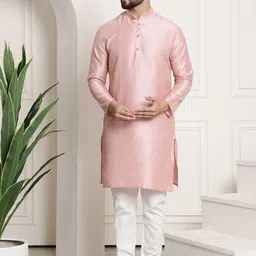 SOJANYA Striped Mandarin Collar Kurta With Churidar image 1