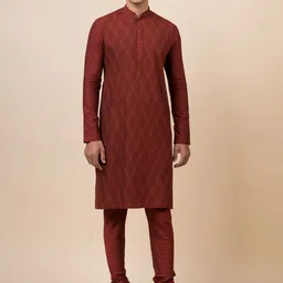 Tasva Men Maroon Printed Kurta With Churidar-picture-25