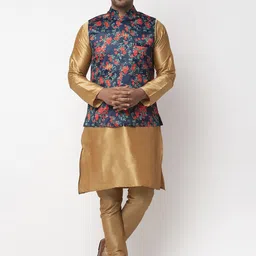 Benstoke Men Copper-Toned Kurta with Churidar & Nehru Jacket-picture-39