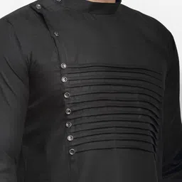 Kaifoo Men Black Angrakha Kurta with Churidar image 2