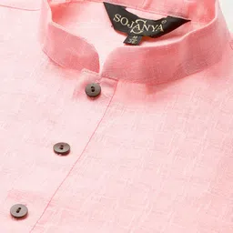 SOJANYA Men Pink Kurta with Churidar image 3