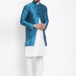 Kaifoo Men White Kurta with Churidar & Jacket image 3