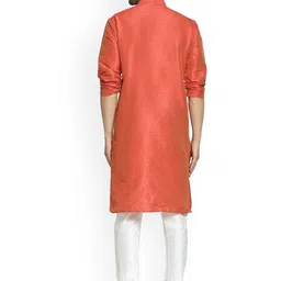 Kaifoo Men Orange Solid Kurta with Churidar image 5