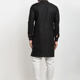 Kaifoo Men Black Angrakha Kurta with Churidar image 5
