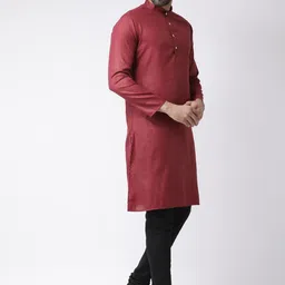 KISAH Men Maroon Kurta with Churidar image 3