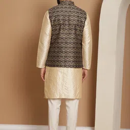 Anouk  Ethnic Motifs Print Mandarin Collar Straight Kurta & Churidar With Nehru Jacket image 5